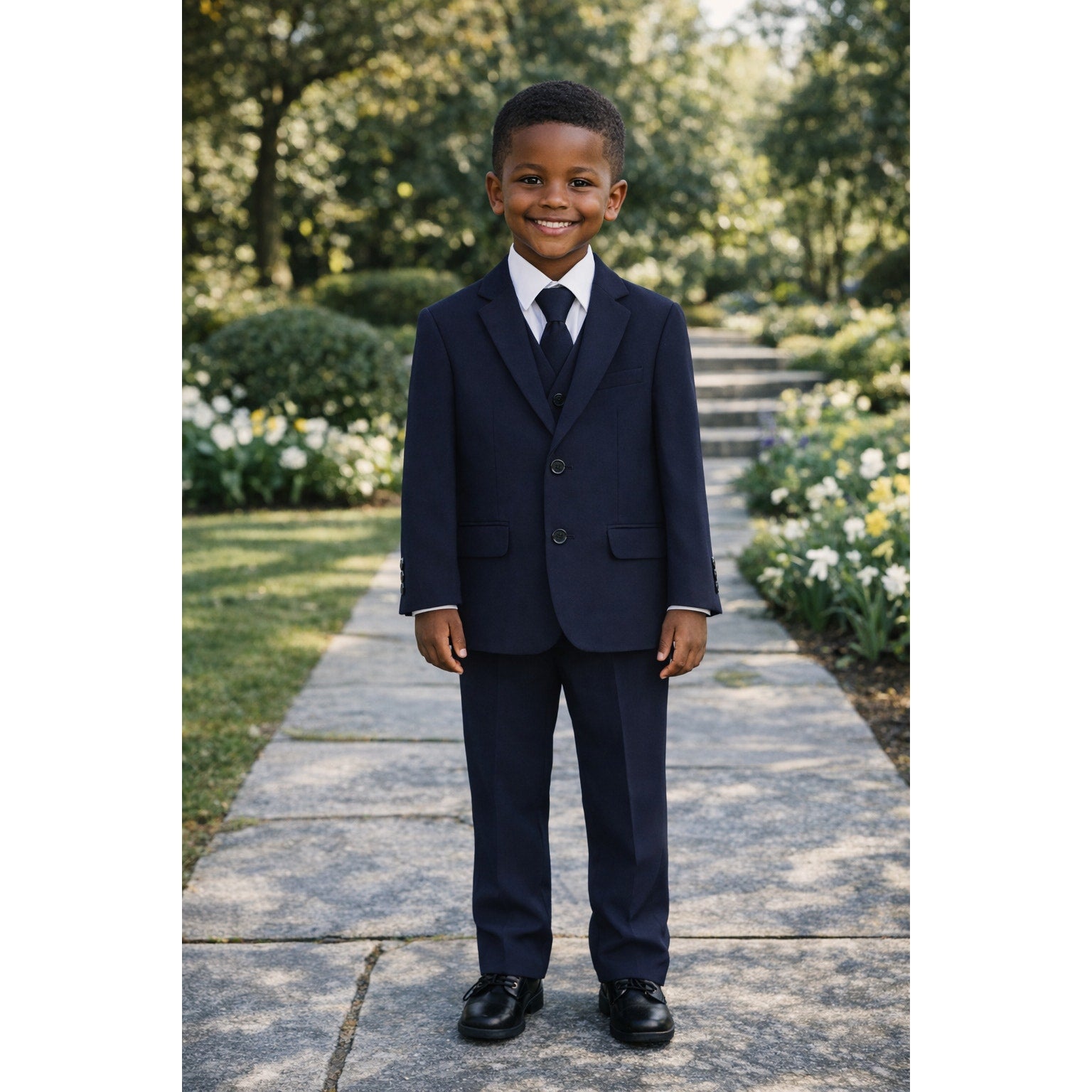 NEW Boys First Holy Communion Suit - Navy 5 Piece w/Garment Bag - Size 6