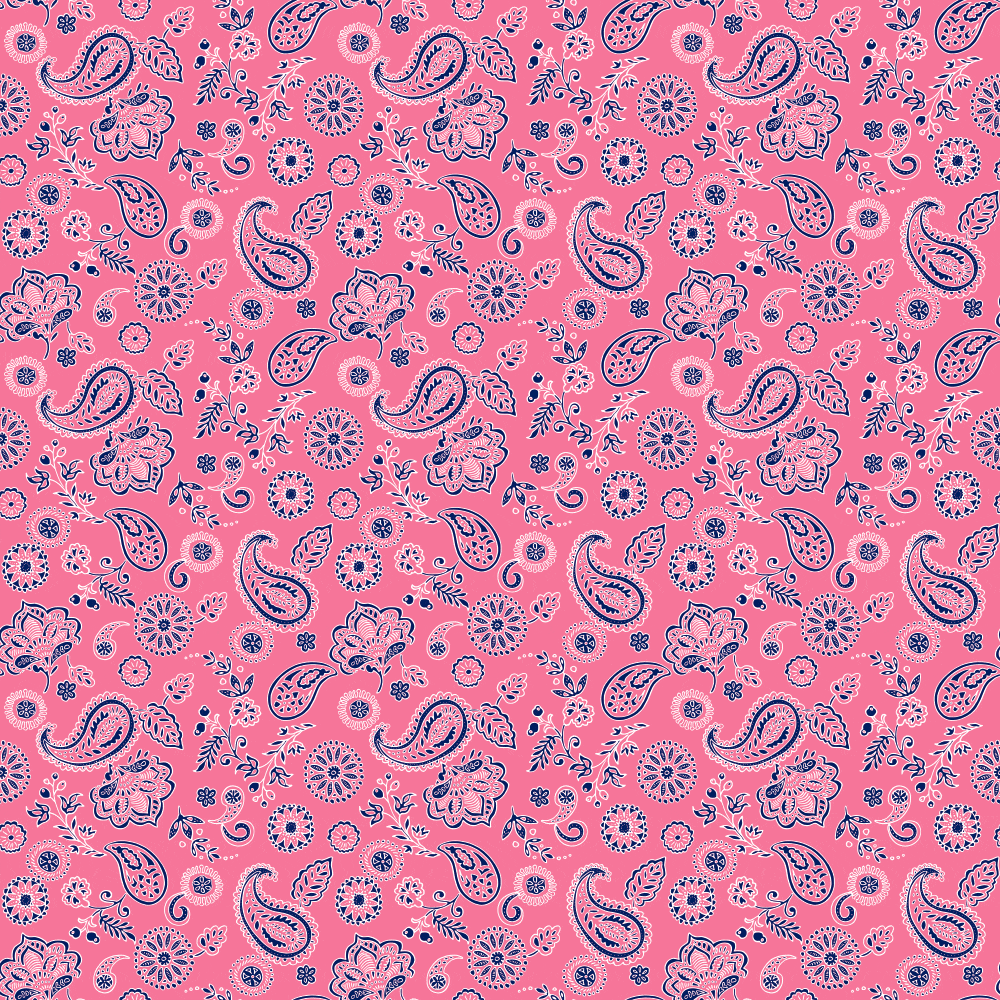 22 x 22 Floral Paisley Bandana Imported 100 Cotton-1 piece-Pink