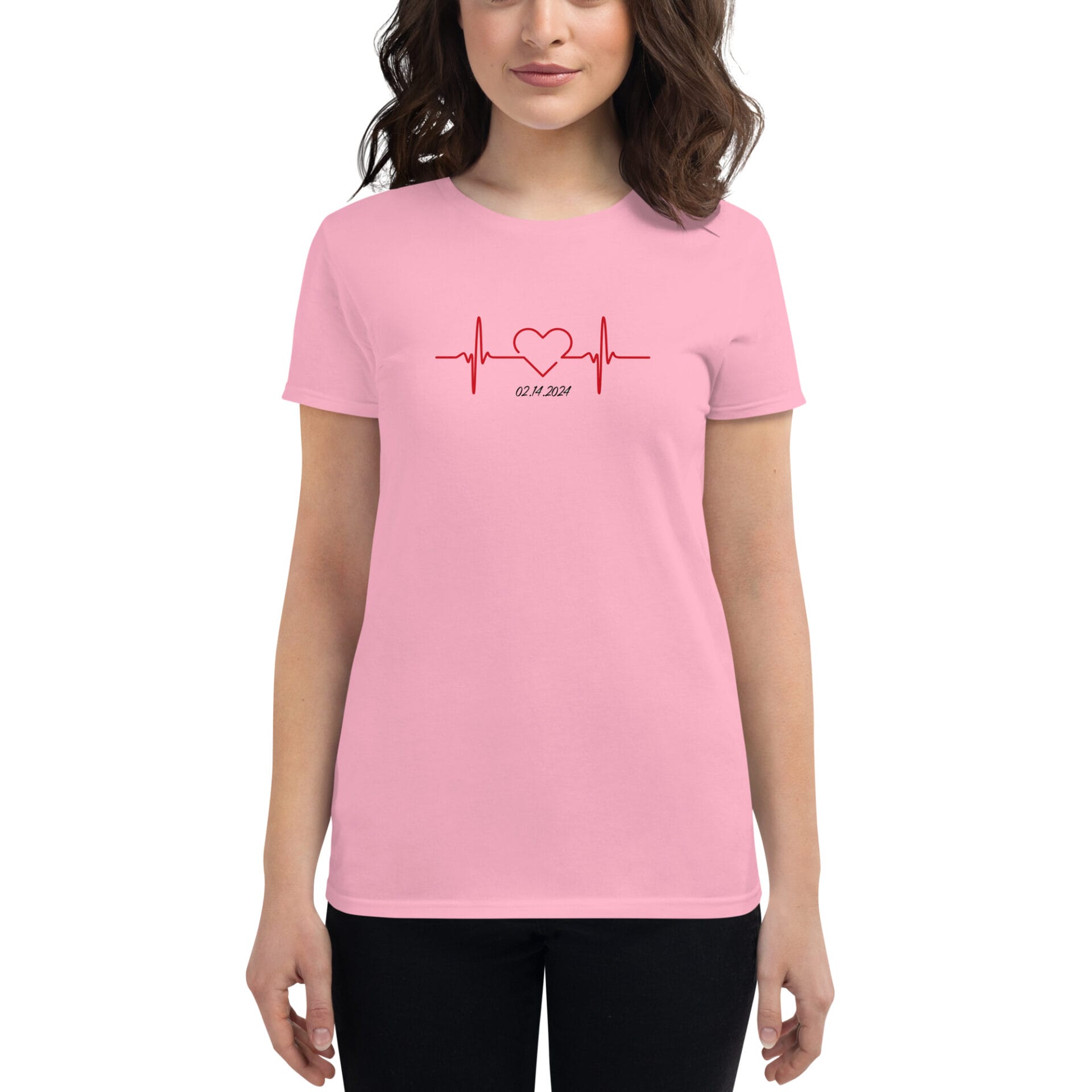 Women's Valentine's Day Short Sleeve T-Shirt - Heart Pulse