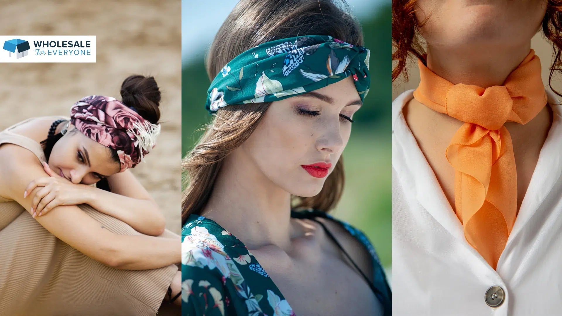 The photo shows three ladies wearing bandanas differently.