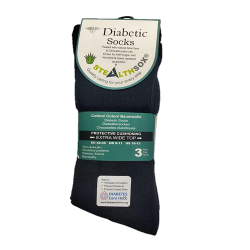 Stealth Socks | Size 10-13 | Diabetic Crew Cushioned Socks | Navy | Case of 15 Dozens (180 Pairs)