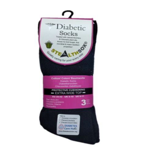 Stealth Socks | Size 9-11 | Diabetic Crew Cushioned Socks | Navy | Case of 15 Dozens (180 Pairs, 3 Pairs Per Pack)
