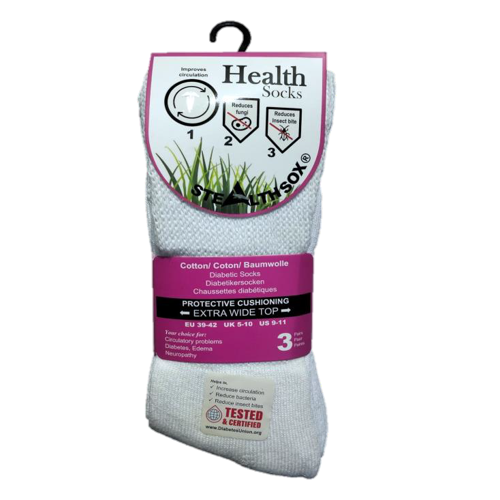 Stealth Socks | Size 9-11 | Diabetic Crew Cushioned Socks | White | Case of 15 Dozens (180 Pairs, 3 Pairs Per Pack)