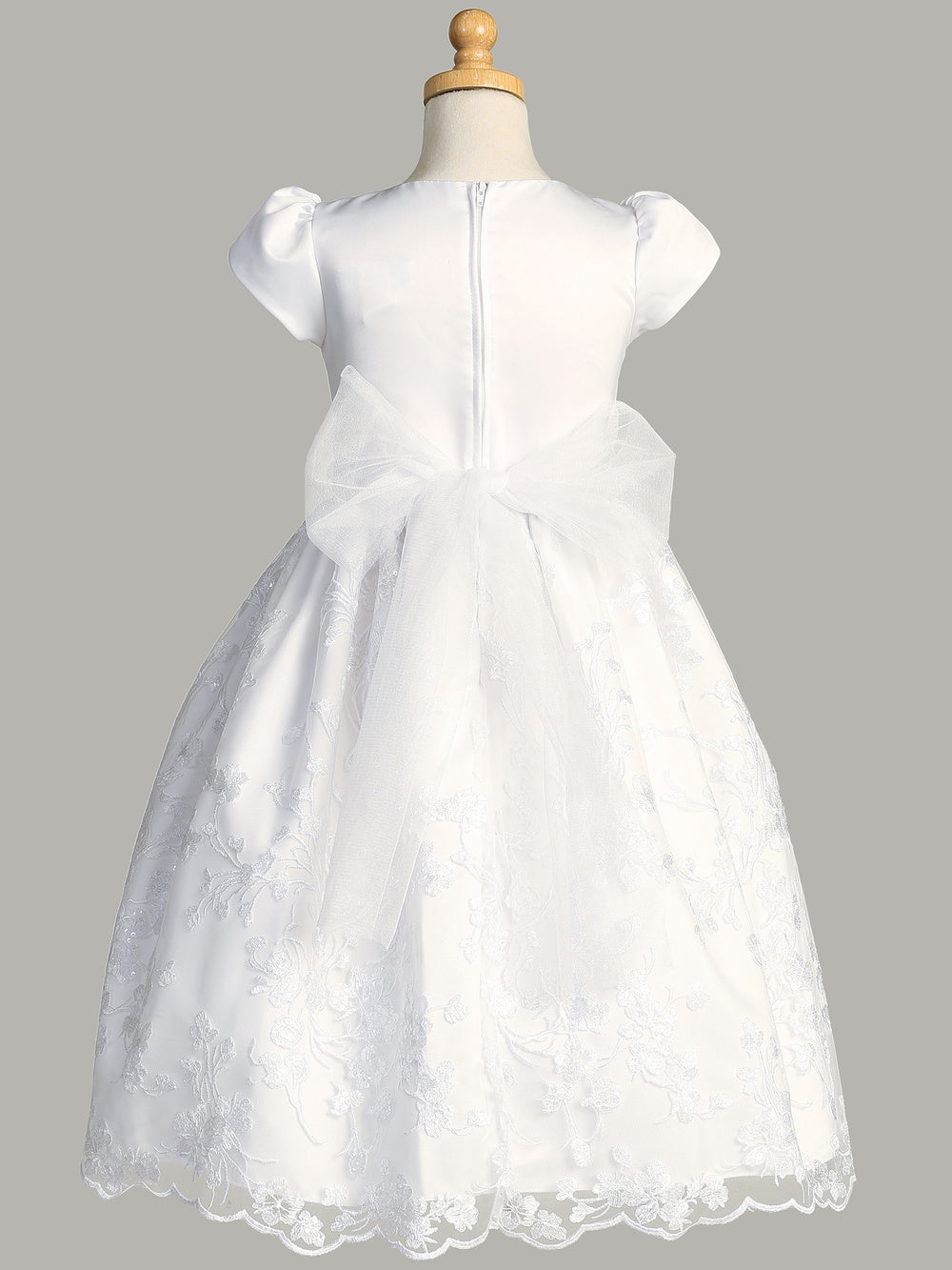 SP186 White First Communion Dress Satin &amp; Embroidered tulle with sequins