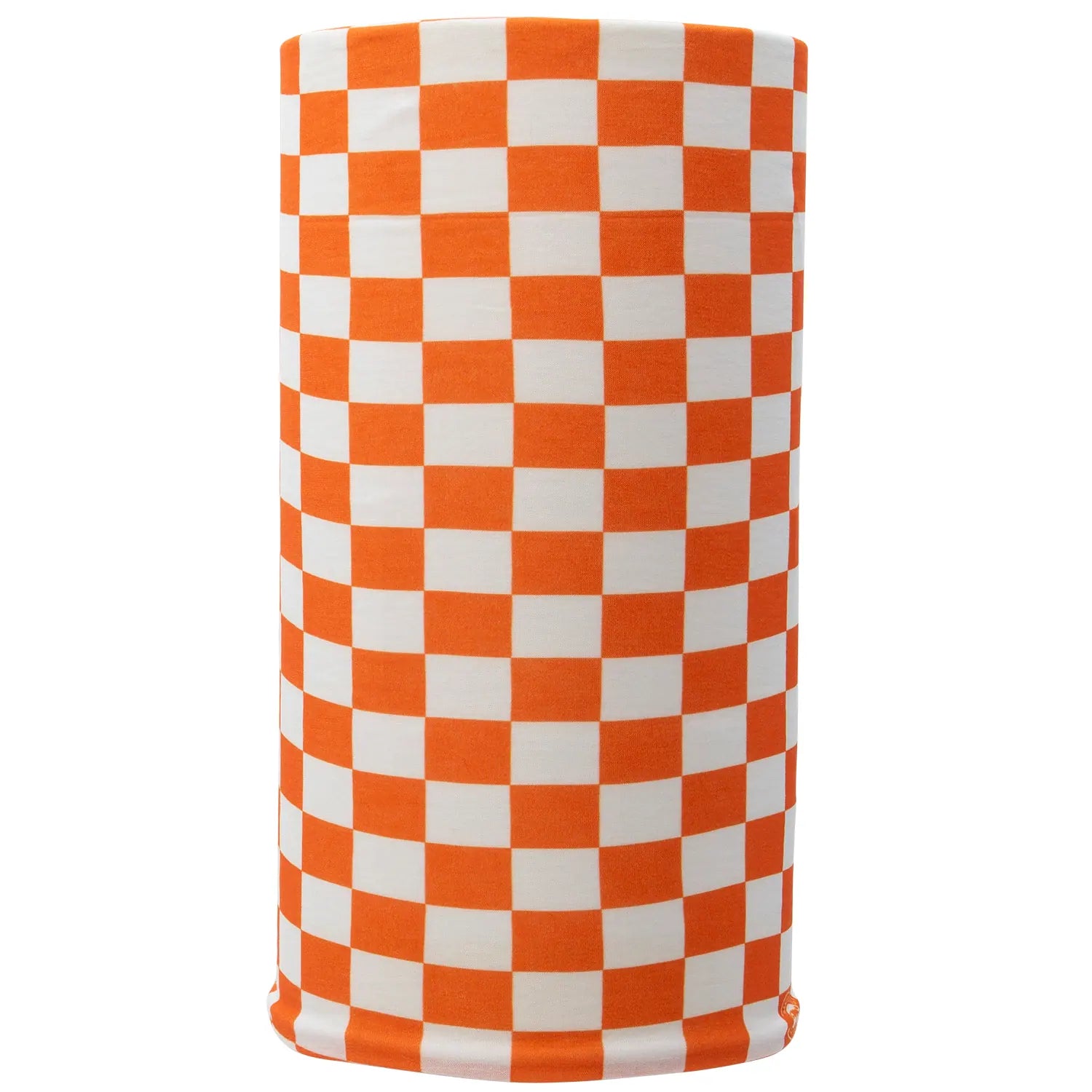 Checkered Tube Headband - 12 pieces, White and Orange