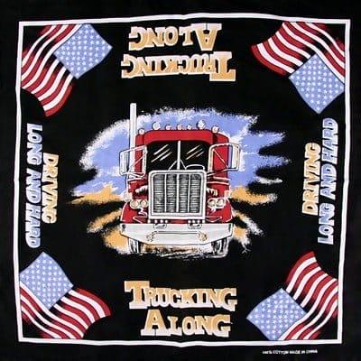 22 x 22 Trucking Along Bandana 22x22 Inch-12 pieces-