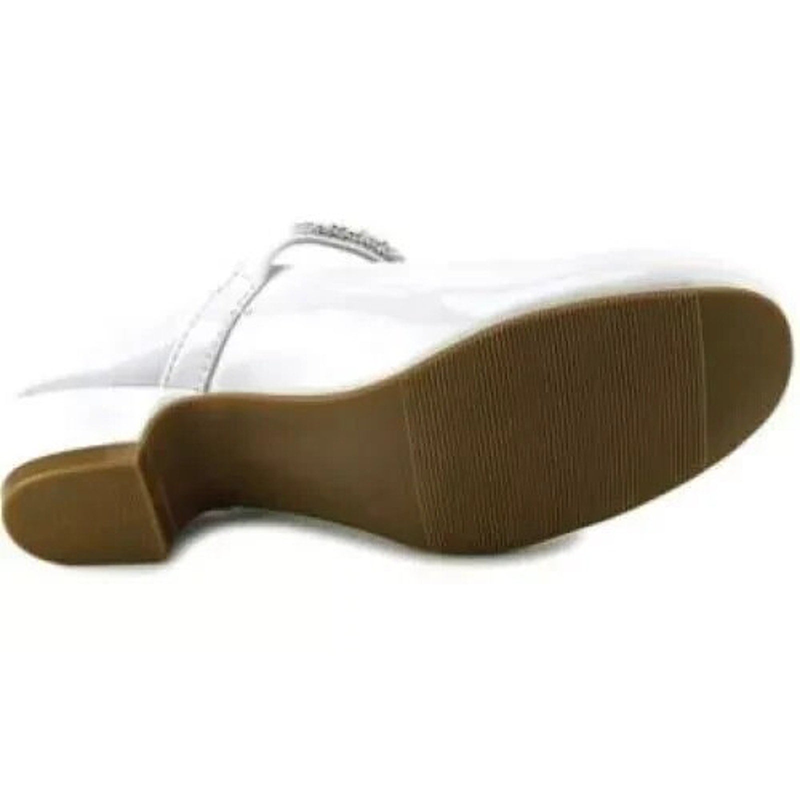 NEW Girl's Communion Dress Shoe - White/Patent 1" Heel Rhinestone Strap - Size 13T