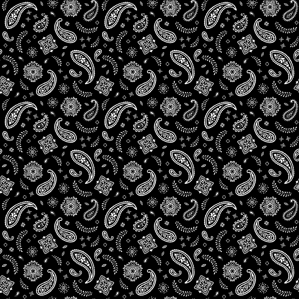 22 x 22 All Over Paisley Bandana Imported 100 Cotton-1 piece-Black