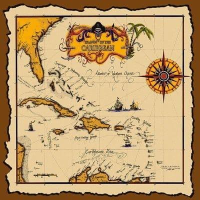 22 x 22 Caribbean Map Bandana 22x22 Inch-12 pieces-