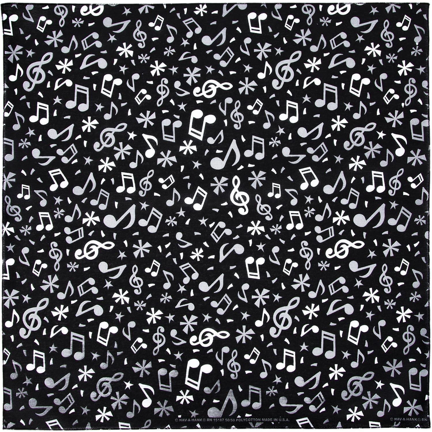  Musical Notes - Black Bandana - 12 pieces-