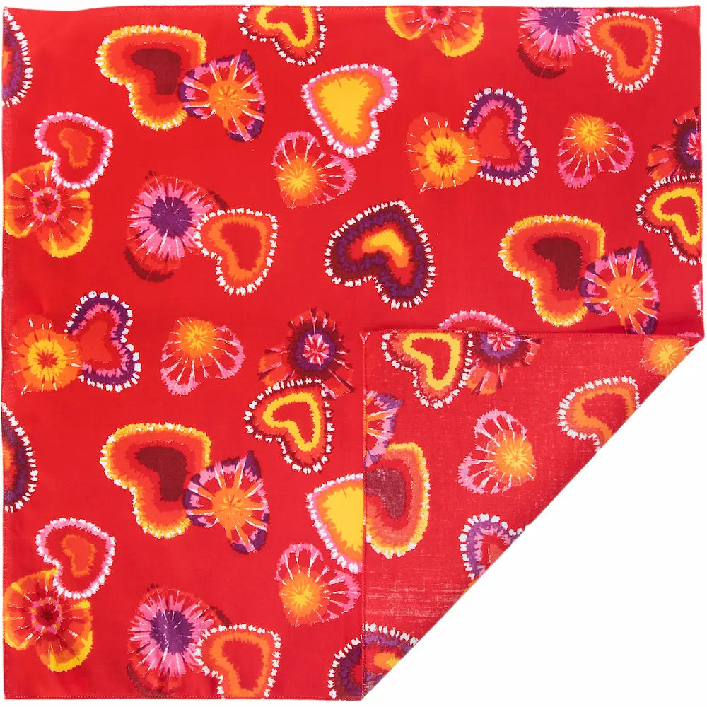 Retro Red Hearts Bandana - Single Piece 22x22