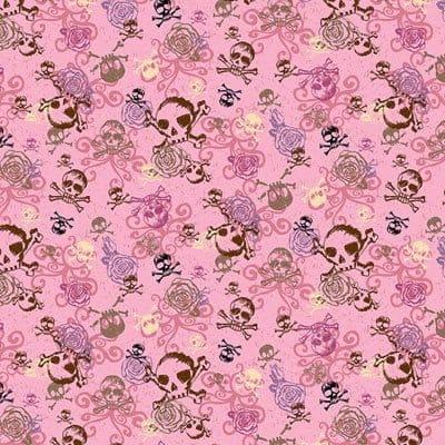 22 x 22 Rough & Tough Skulls Pink Bandana 22x22 Inch-12 pieces-