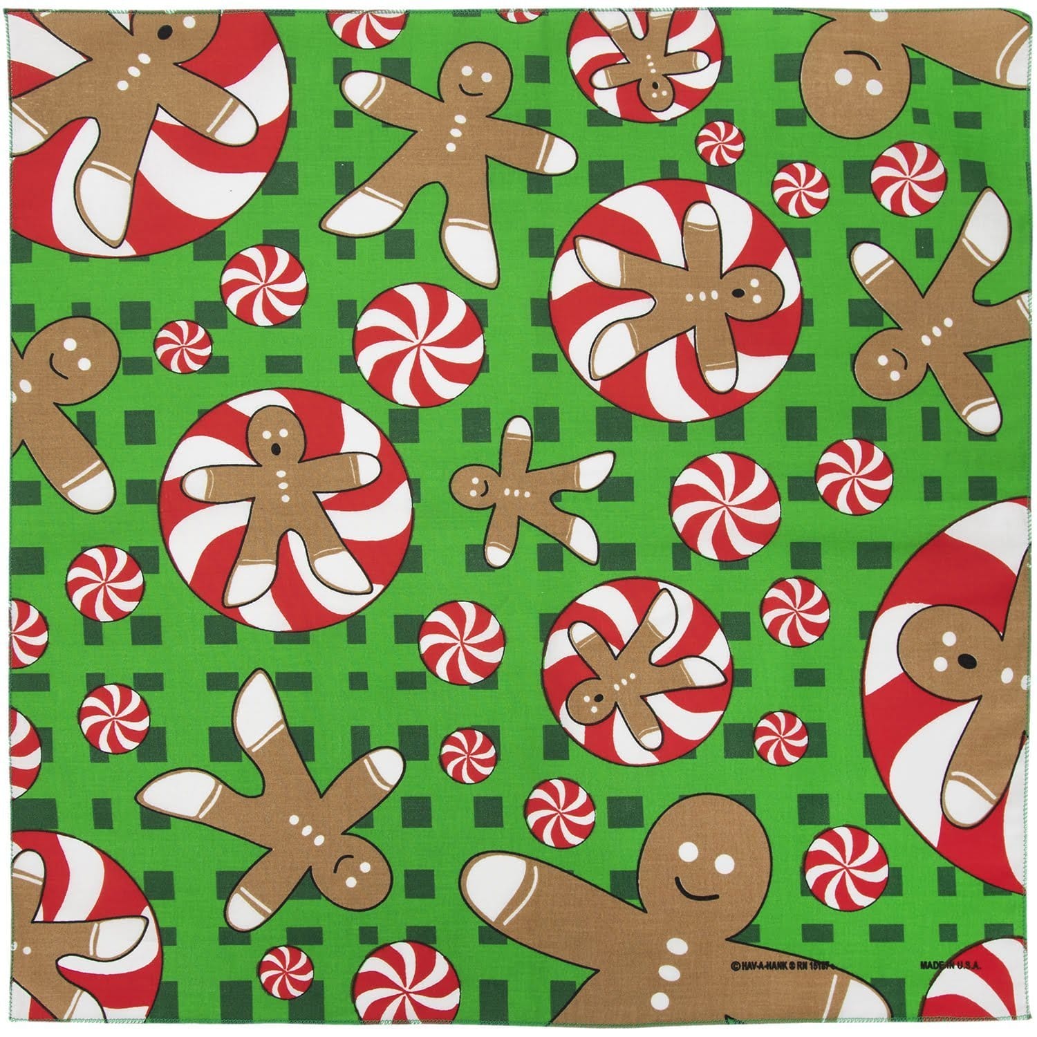 22 x 22 Gingerbread Men Bandana 22x22 Inch-1 piece-