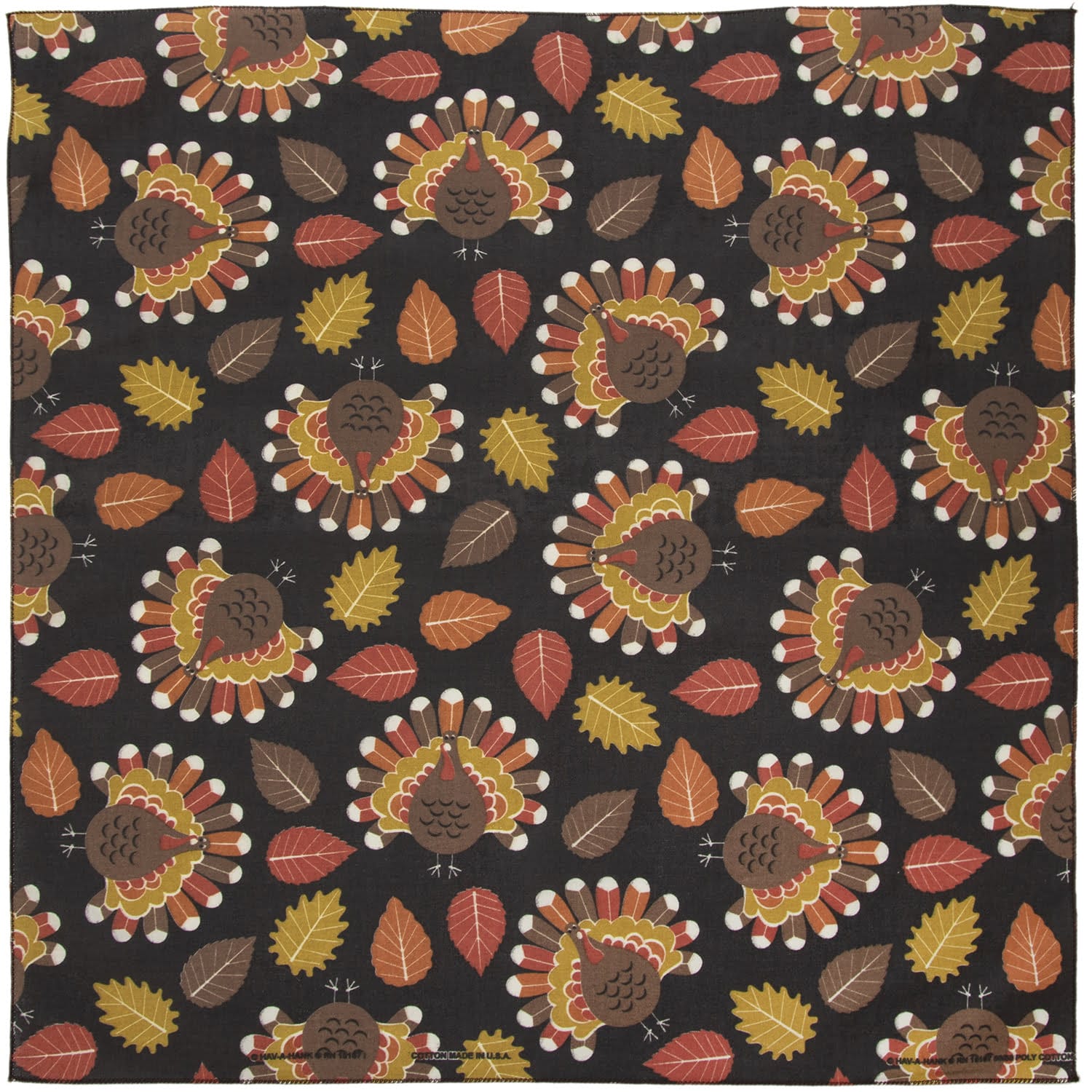Tossed Turkey Bandana 22x22 Inch
