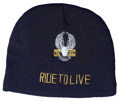 Ride to Live Embroidered Black Beanie